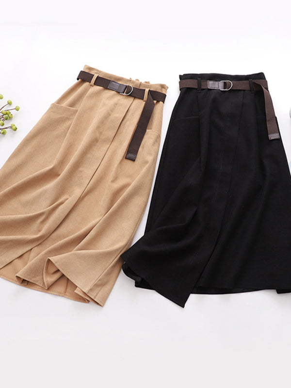 High Waist Irregular Midi Skirt