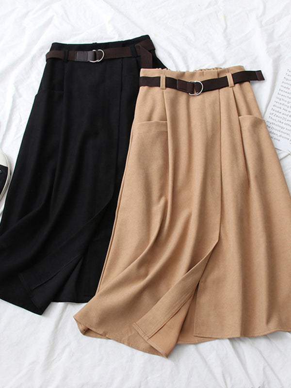 High Waist Irregular Midi Skirt