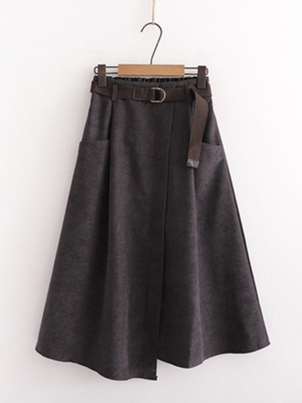 High Waist Irregular Midi Skirt