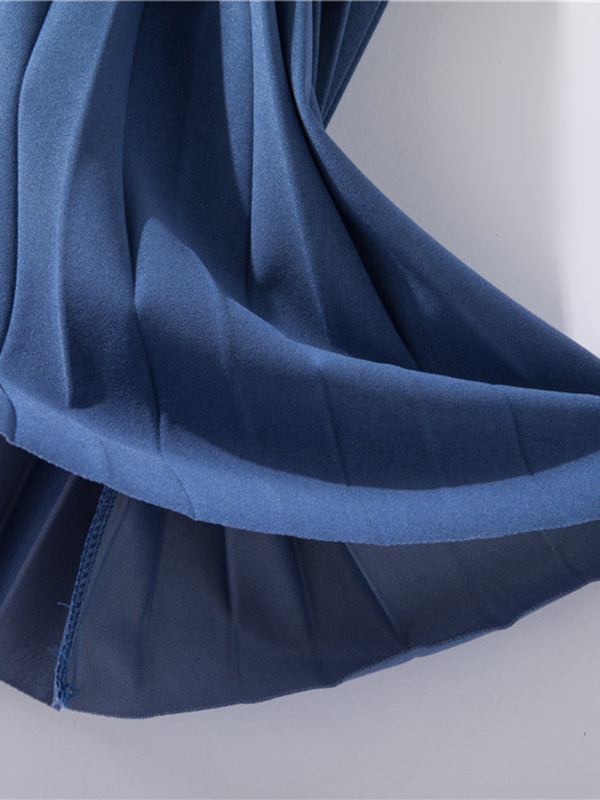 Pleated Mid-Length A-Line Skirt with High Waist