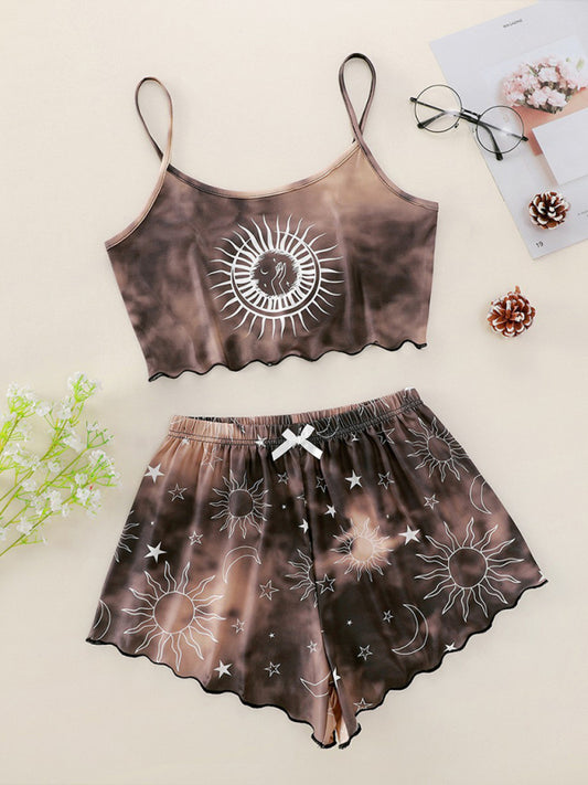Women's Tie-Dye Camisole Top & Shorts Set – Soft Knit Loungewear