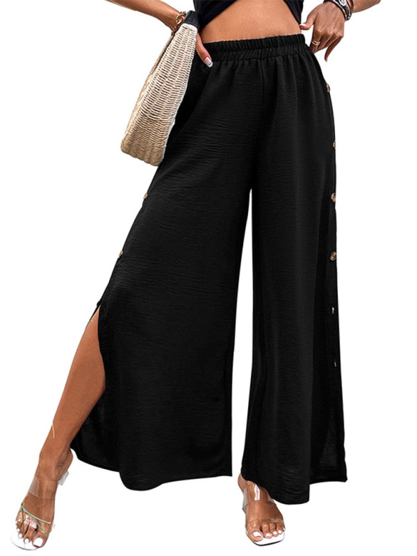 High Waist Wide Leg Slit Pants
