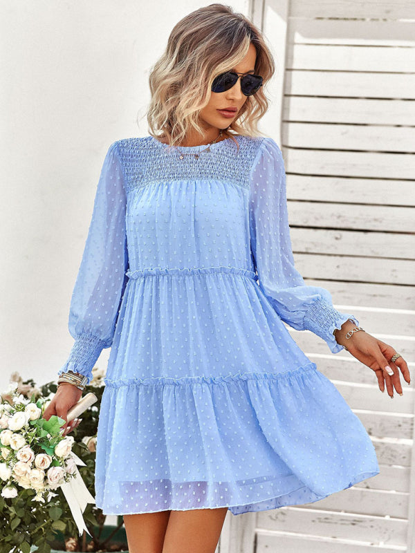 Einfarbiges Jacquardkleid für Damen – Elegantes ärmelloses Sommerkleid