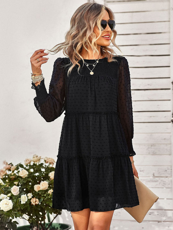 Einfarbiges Jacquardkleid für Damen – Elegantes ärmelloses Sommerkleid