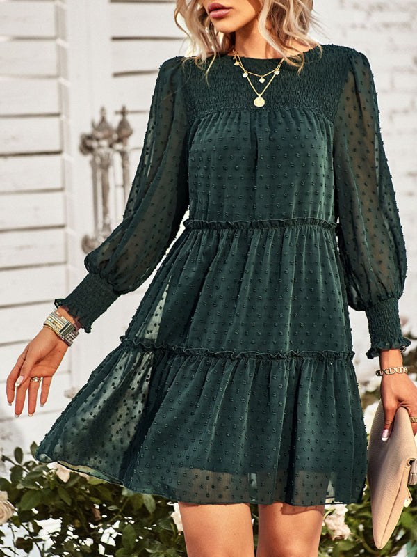 Einfarbiges Jacquardkleid für Damen – Elegantes ärmelloses Sommerkleid