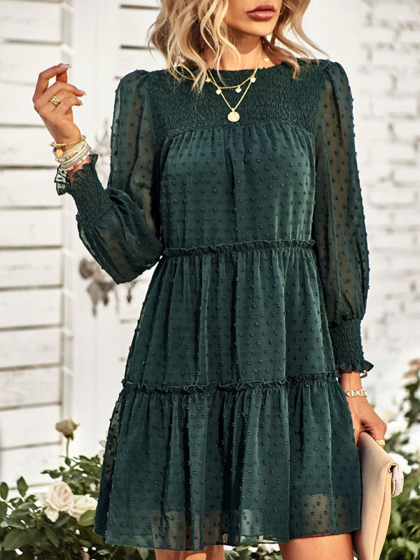 Einfarbiges Jacquardkleid für Damen – Elegantes ärmelloses Sommerkleid