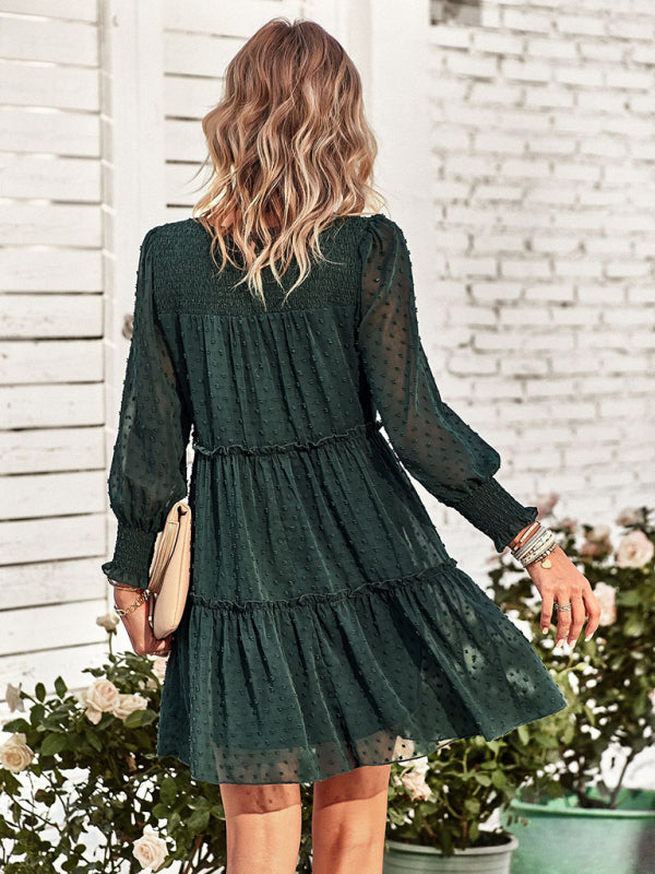 Einfarbiges Jacquardkleid für Damen – Elegantes ärmelloses Sommerkleid