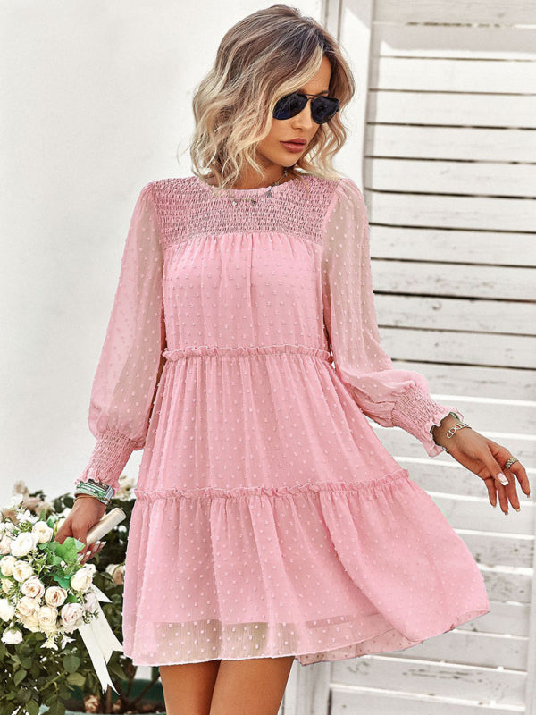 Einfarbiges Jacquardkleid für Damen – Elegantes ärmelloses Sommerkleid