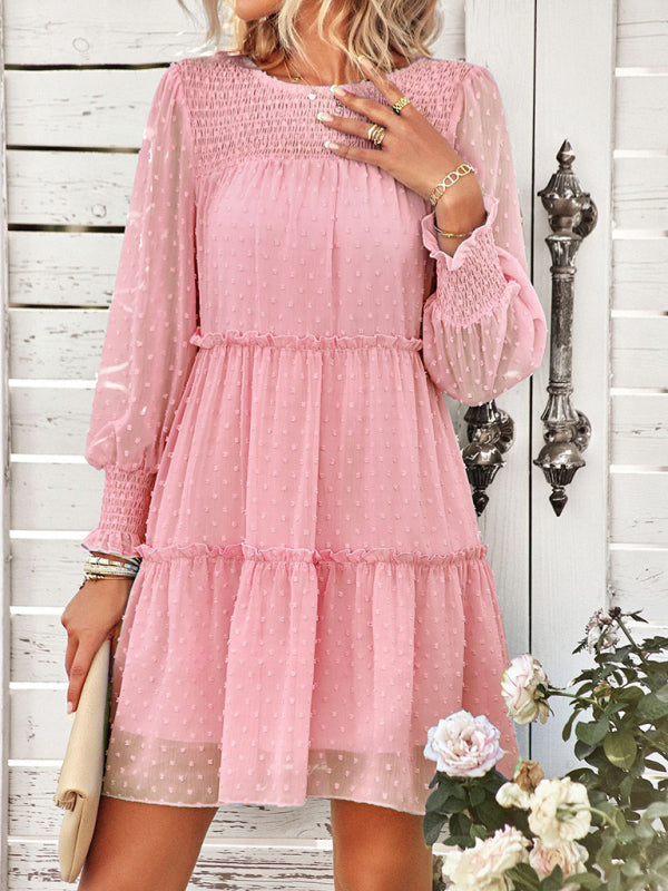 Einfarbiges Jacquardkleid für Damen – Elegantes ärmelloses Sommerkleid