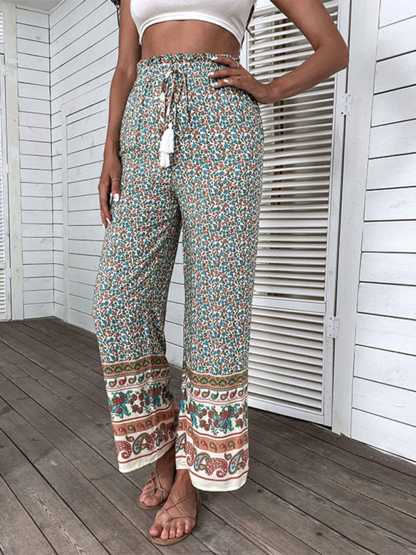 Boho Wide Leg Ethnic Print Pants