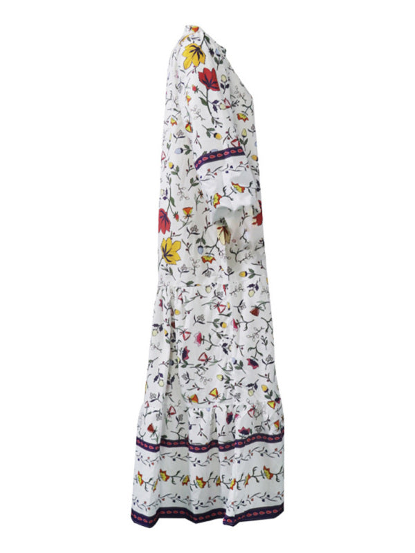 Çiçekli Bohem Maxi Elbise – Kolsuz V Yaka Hafif Dokuma Polyester