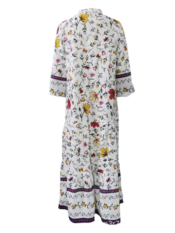 Çiçekli Bohem Maxi Elbise – Kolsuz V Yaka Hafif Dokuma Polyester