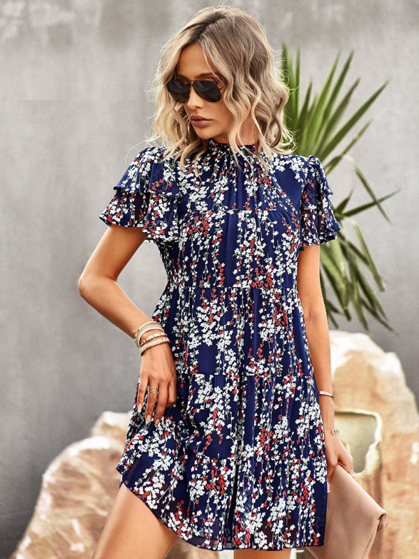 Woven Bohemian Floral Dress – Sleeveless Summer Style with Dropped Shoulders