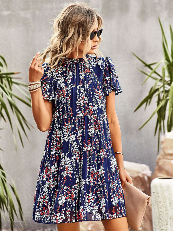 Woven Bohemian Floral Dress – Sleeveless Summer Style with Dropped Shoulders