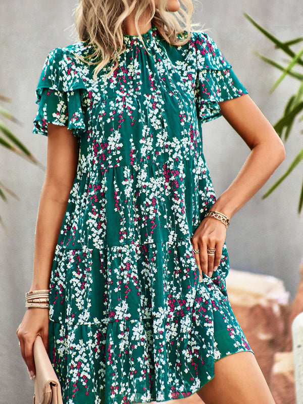Woven Bohemian Floral Dress – Sleeveless Summer Style with Dropped Shoulders