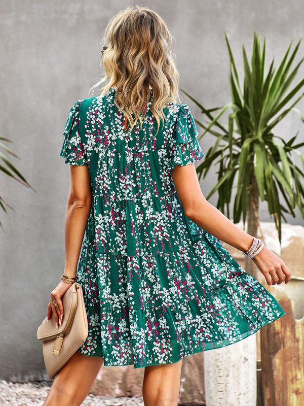 Woven Bohemian Floral Dress – Sleeveless Summer Style with Dropped Shoulders