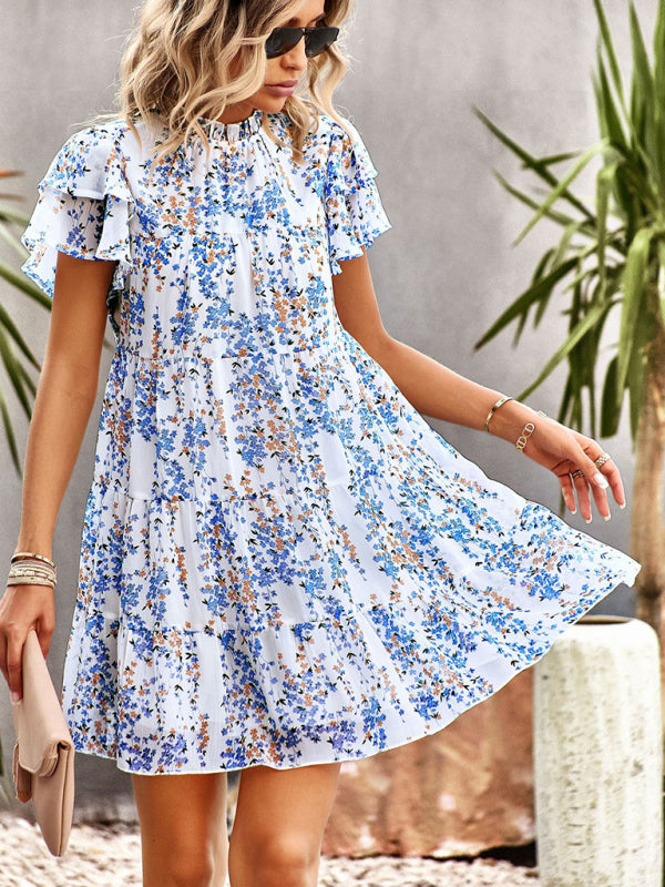 Woven Bohemian Floral Dress – Sleeveless Summer Style with Dropped Shoulders