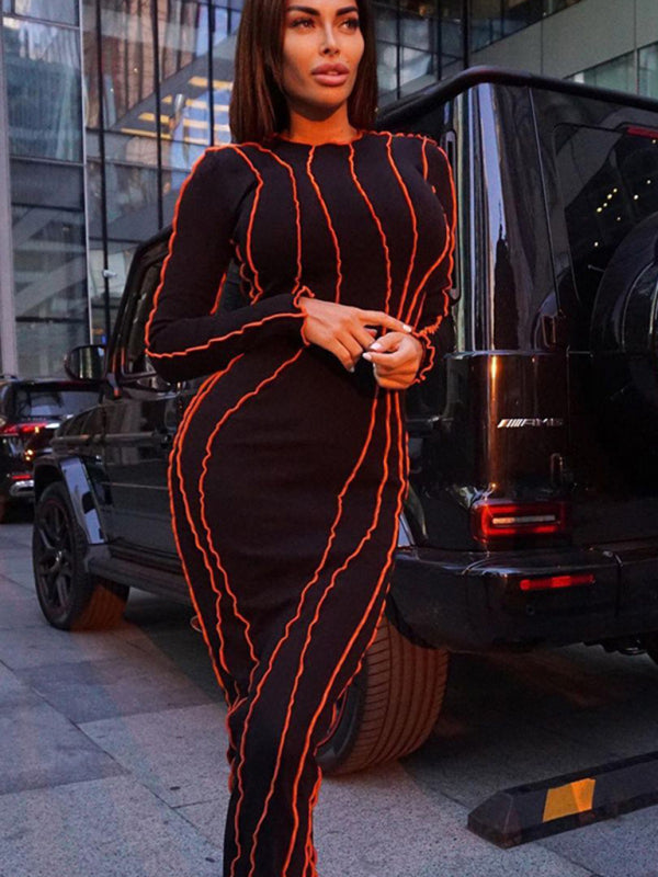 Chic Long Sleeve Bodycon Midi Dress