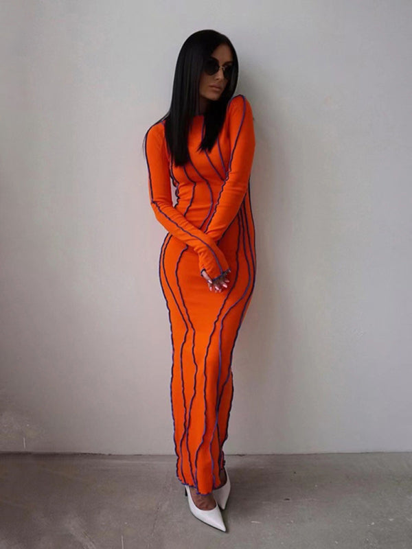 Chic Long Sleeve Bodycon Midi Dress