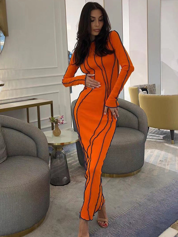 Chic Long Sleeve Bodycon Midi Dress