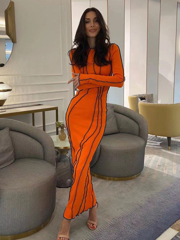 Chic Long Sleeve Bodycon Midi Dress