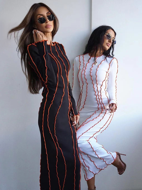 Chic Long Sleeve Bodycon Midi Dress
