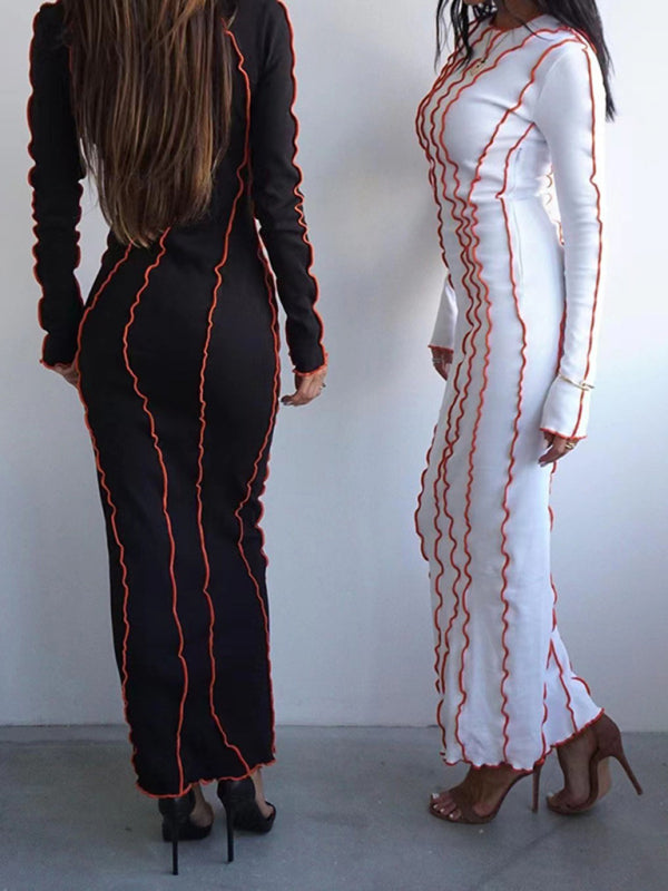 Chic Long Sleeve Bodycon Midi Dress