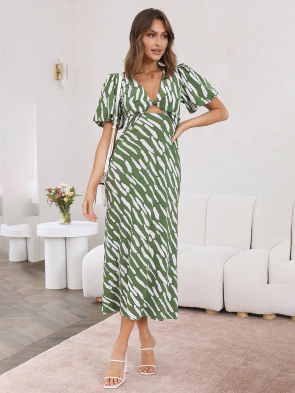 Floral V-Neck Midi Dress – Sleeveless, Lightly Elastic, Summer-Friendly Fit