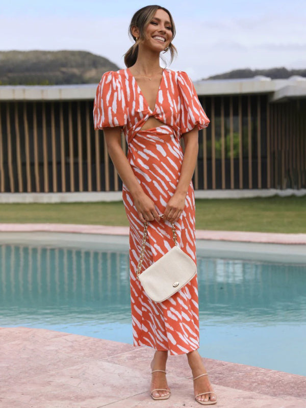 Floral V-Neck Midi Dress – Sleeveless, Lightly Elastic, Summer-Friendly Fit