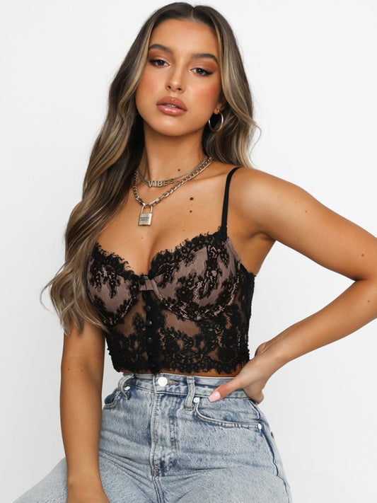 Lace Camisole Lingerie Top – Soft Stretch Knit, Sexy Fit, Spring-Summer Essential