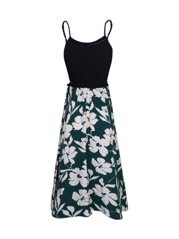 Floral Stitch Sleeveless Sling Dress – Lightweight Spring-Summer Style