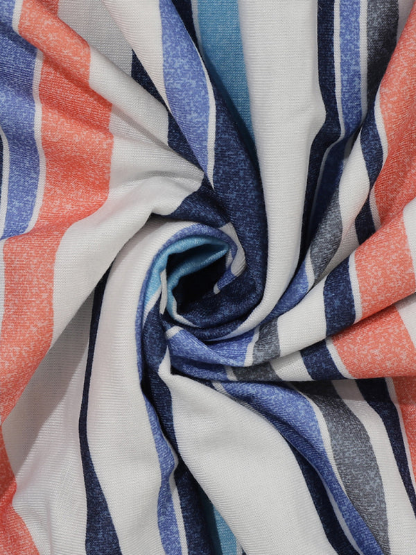 Color-Striped Loose Summer Dress – Short Sleeve, Relaxed Fit, Lightweight