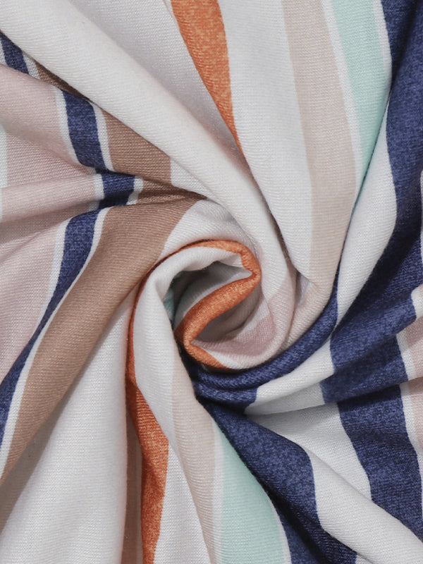 Color-Striped Loose Summer Dress – Short Sleeve, Relaxed Fit, Lightweight