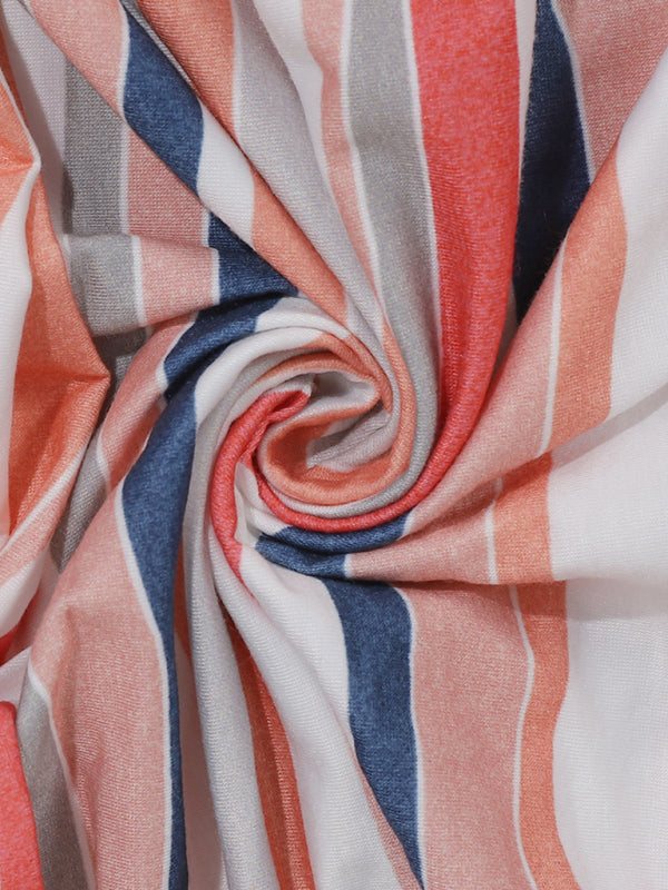 Color-Striped Loose Summer Dress – Short Sleeve, Relaxed Fit, Lightweight