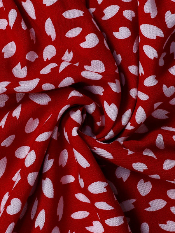 Off-the-Shoulder Halter Mini Dress – Heart Print, Woven Fabric, Sexy Fit