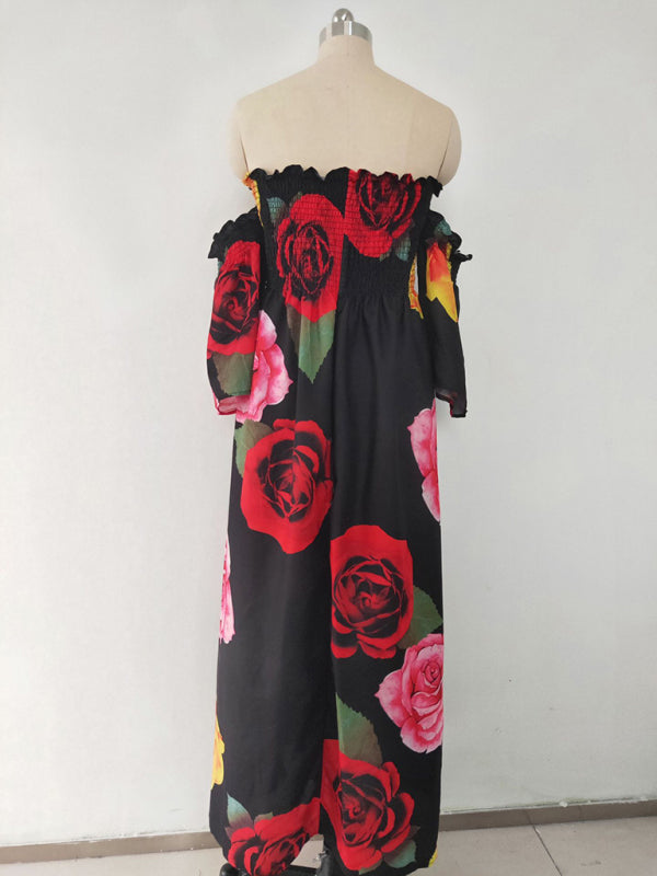 Romantic Tube Top Dress – Full Digital Print, Sleeveless, Spring-Summer Style