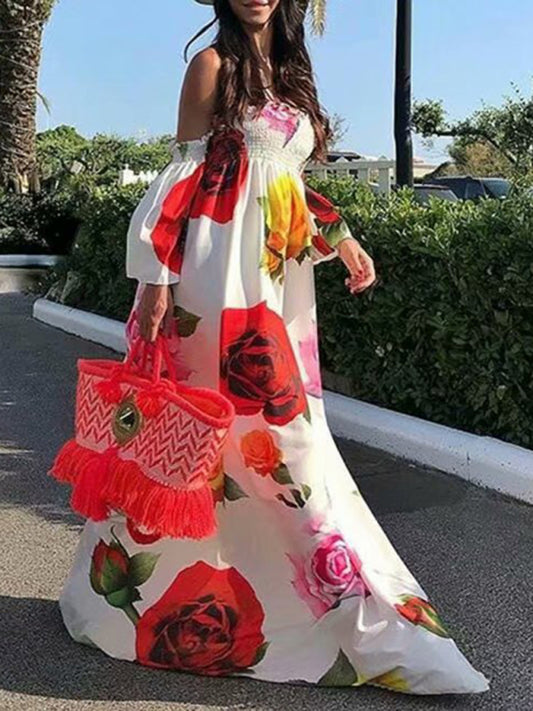 Romantic Tube Top Dress – Full Digital Print, Sleeveless, Spring-Summer Style