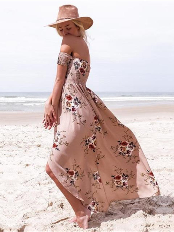 Floral One-Shoulder Chiffon Maxi Dress – Sleeveless & Slit Style