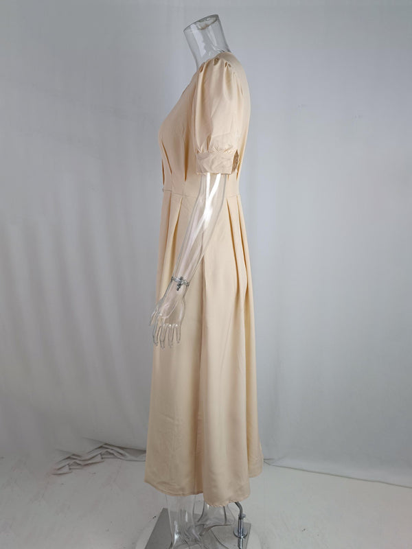 Single-Breasted Sleeveless Midi Dress – Thigh-High Slit, Solid Color