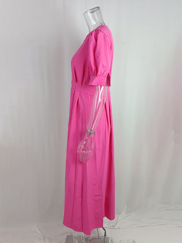 Single-Breasted Sleeveless Midi Dress – Thigh-High Slit, Solid Color