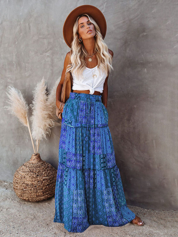 Bohemian High Waist Maxi Skirt