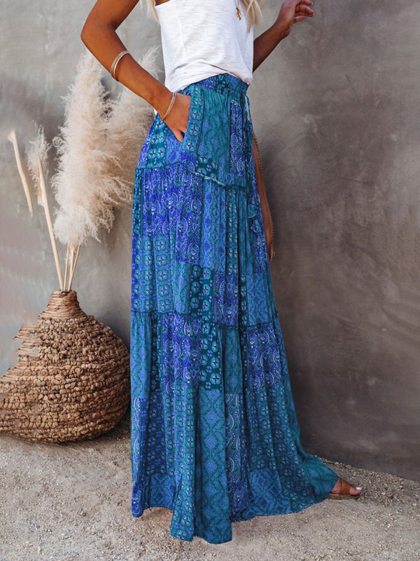 Bohemian High Waist Maxi Skirt