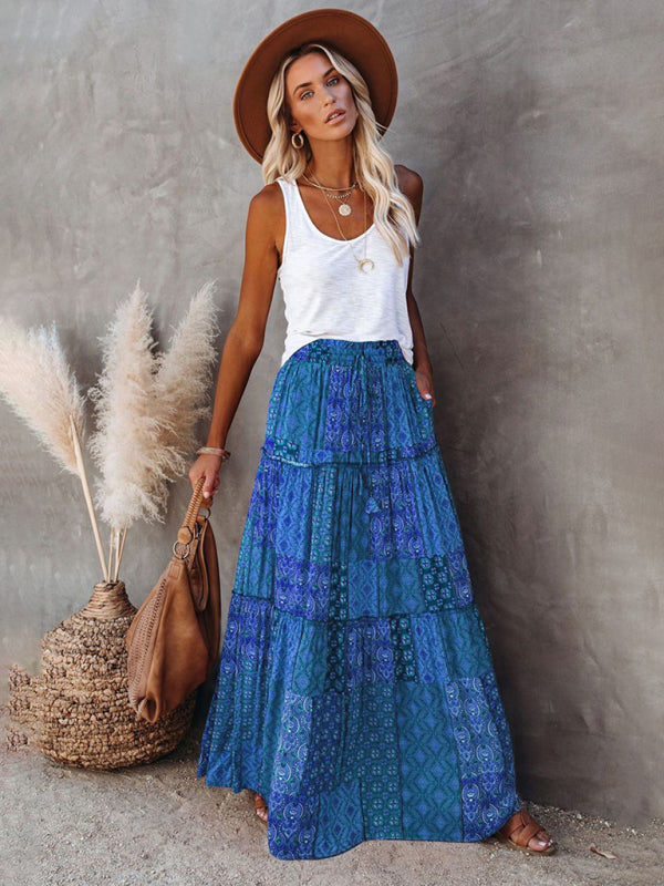 Bohemian High Waist Maxi Skirt