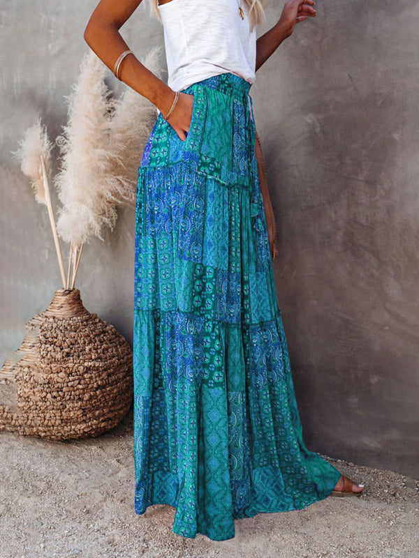 Bohemian High Waist Maxi Skirt