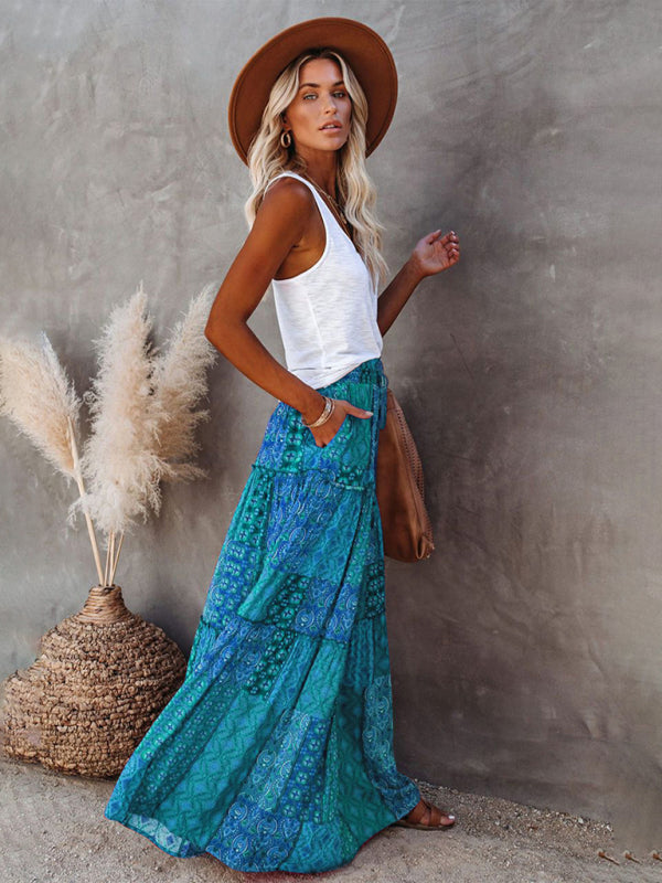 Bohemian High Waist Maxi Skirt