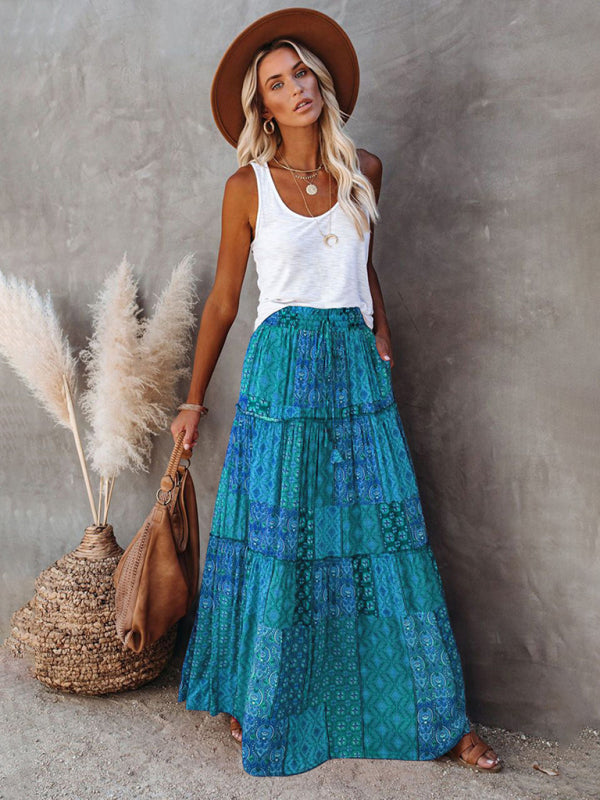 Bohemian High Waist Maxi Skirt