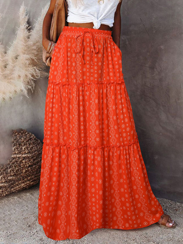 Bohemian High Waist Maxi Skirt