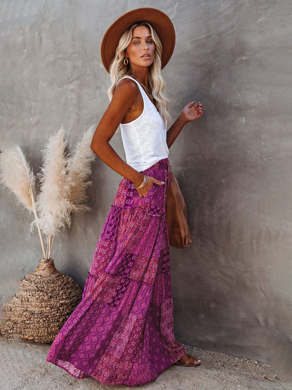 Bohemian High Waist Maxi Skirt