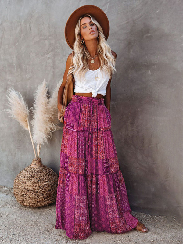 Bohemian High Waist Maxi Skirt