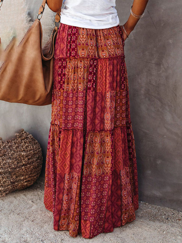 Bohemian High Waist Maxi Skirt